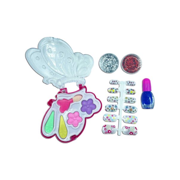 Butterfly Nail Art and Eye Shadow Kit with 12 Artificial Nails and Glitters