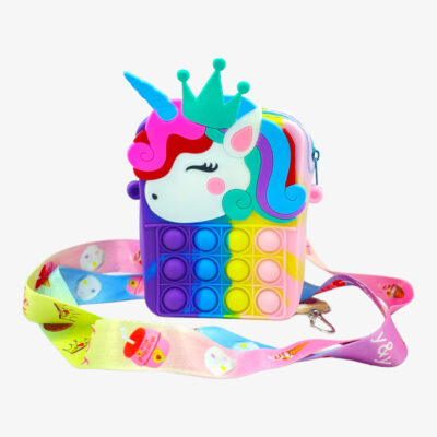 Unicorn Shape Pouches for Kids, Fidget Toy Pop it Bag for Girls