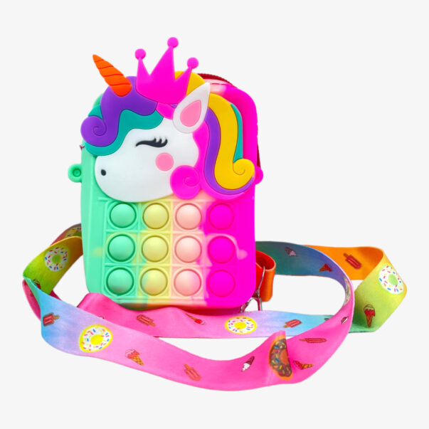 Unicorn Shape Pouches for Kids, Fidget Toy Pop it Bag for Girls