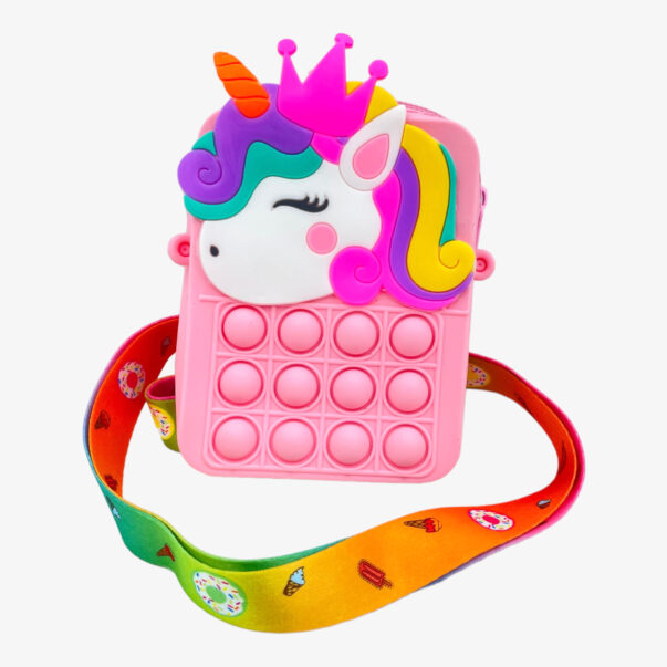 Unicorn Shape Pouches for Kids, Fidget Toy Pop it Bag for Girls