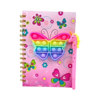 Spiral Diary with Butterfly Pop it toy and assorted Pen