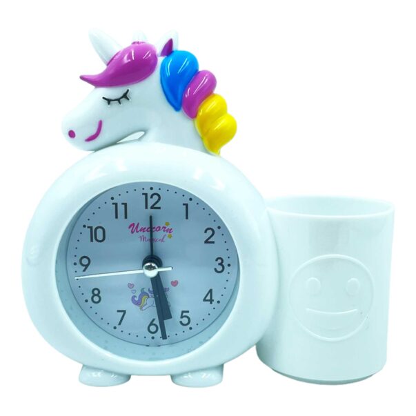 Unicorn Plastic Alarm Clock with Pen Holder