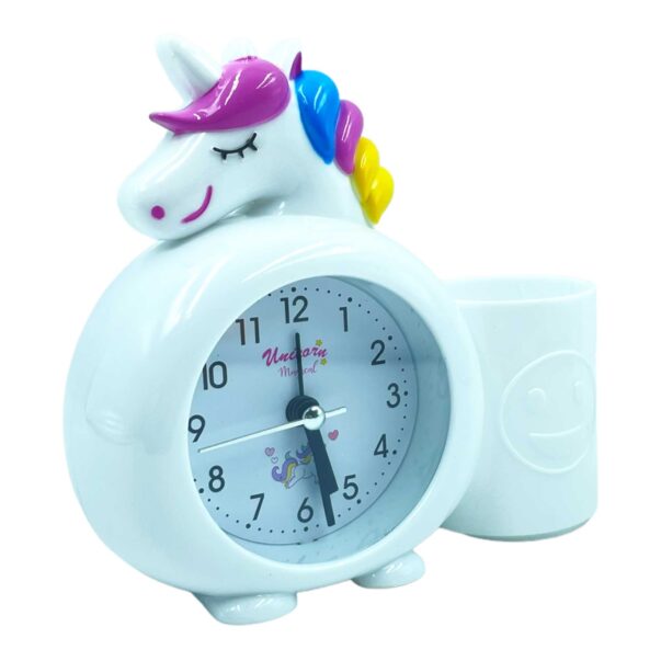 Unicorn Plastic Alarm Clock with Pen Holder