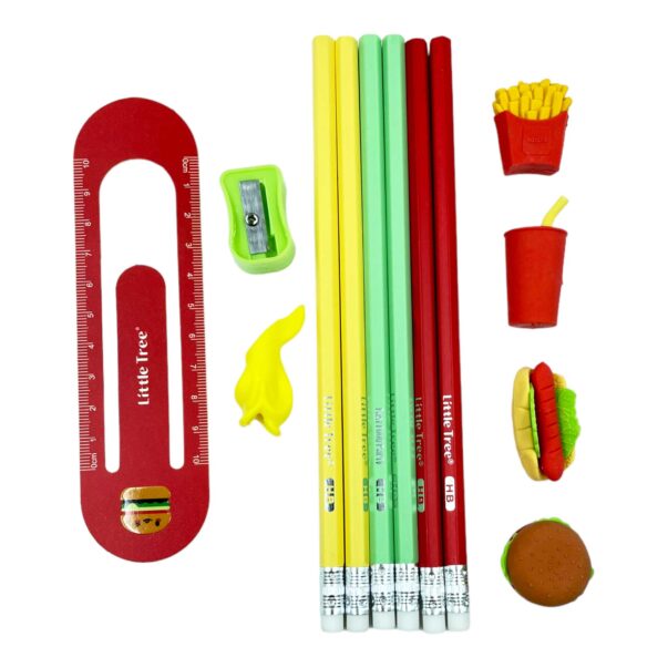 Stationery Kit || 6 Pencil + 4 Eraser, 1 Scale, 1 Sharpener & 1 Handgrip