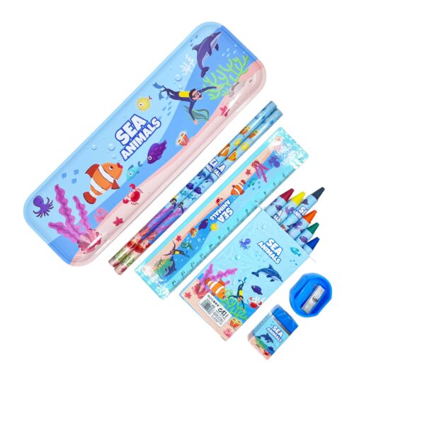 Stationery Kit || Pencil Box, 4 Pencil, Handgrip, Eraser & Sharpener