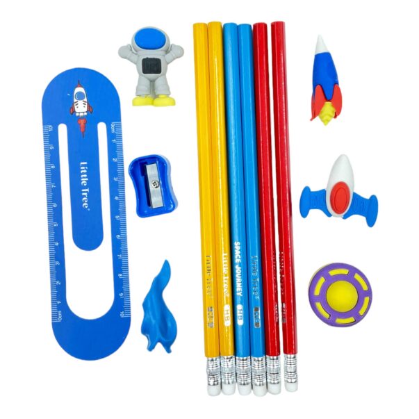 Stationery Kit || 6 Pencil + 4 Eraser, 1 Scale, 1 Sharpener & 1 Handgrip