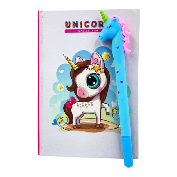 Unicorn A6 Hardbound Diary (Blue) with assorted Gel Pen