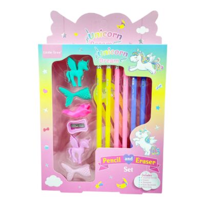 Purple Bee Unicorn Stationary Set for Girls Boys - with  Pencil, Eraser, Sharpener, Diary Stationery Kit for Kids - Birthday Party  Return Gift (Multicolor) Non-Toxic Eraser - Eraser Set For Kids