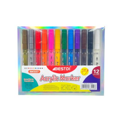12Colors Acrylic Markers Brush Pens Colored Paint Marker Set Outline  Metallic Markers for Scrapbooking Bullet Diary Poster Gift