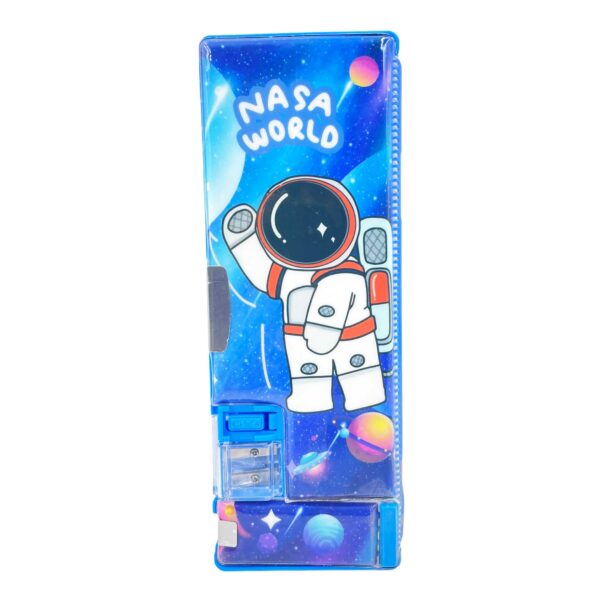 Astronaut Pencil Box Built-in 2 Sharpeners with Magnet Lock