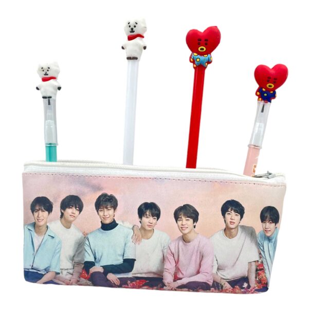 BTS BT21 Pencil Pouch with assorted 1 Gel Pen and Pencil