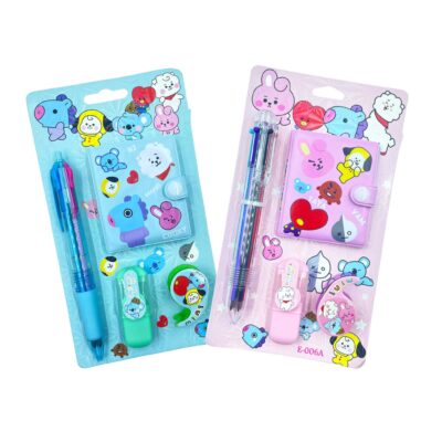 BTS BT21 Dairy set with Pen (8 Refills), Highlighter & Dispenser