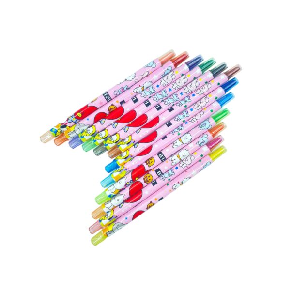 BTS BT21 Rolling 12 Colourful Sticks Crayons (Red)