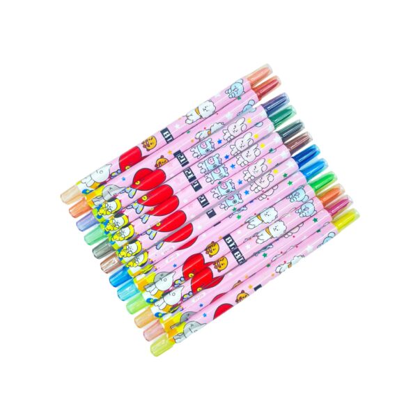 BTS BT21 Rolling 12 Colourful Sticks Crayons (Red)