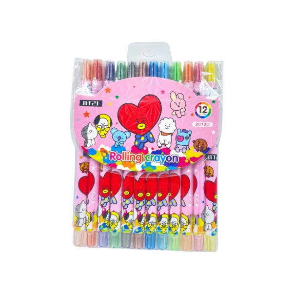 BTS BT21 Rolling 12 Colourful Sticks Crayons (Red)