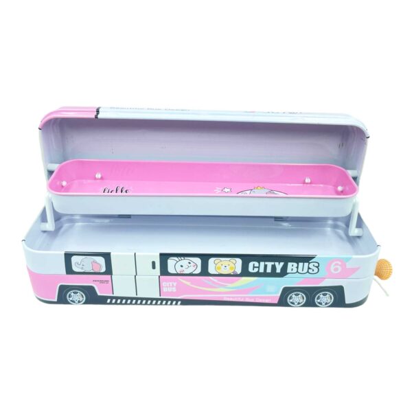 Bus Shape dual layer Metal Pencil Box