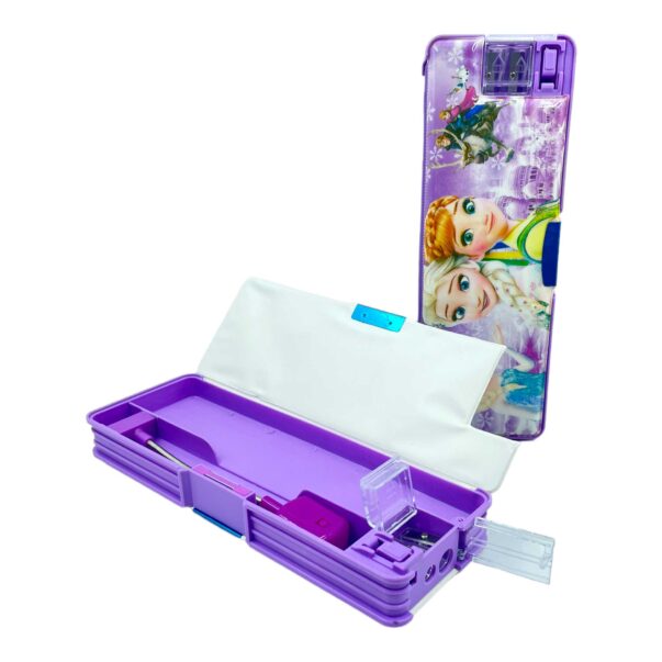 Frozen LED Pencil Box Built-in 2 Sharpeners with Magnet Lock