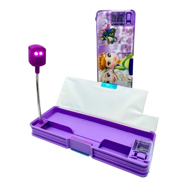 Frozen LED Pencil Box Built-in 2 Sharpeners with Magnet Lock