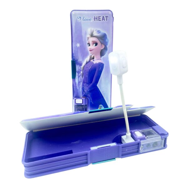 Frozen LED Pencil Box Built-in 2 Sharpeners with Magnet Lock