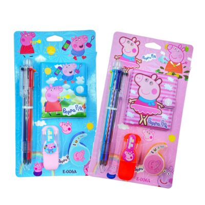 Peppa Dairy set with Pen (8 Refills), Highlighter & Dispenser