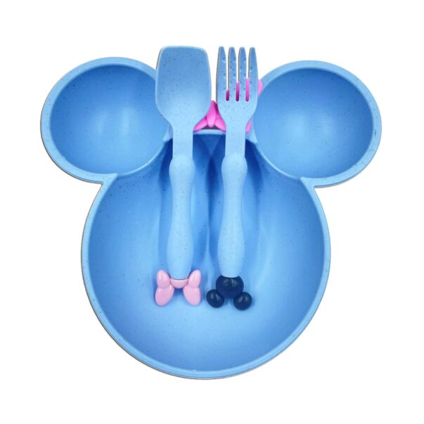 Micky Shaped Bamboo Plate Fiber with Spoon & Fork