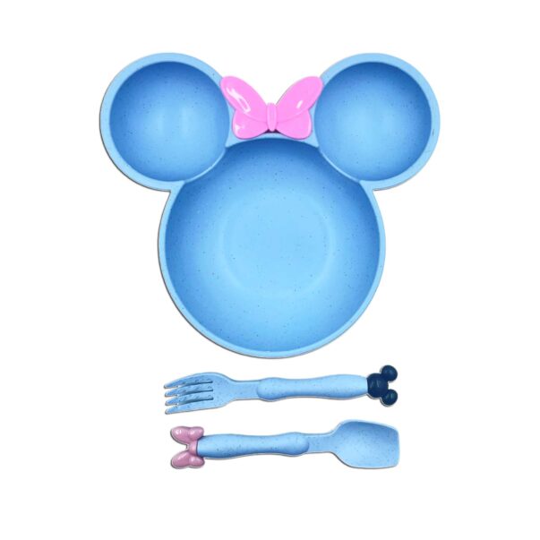 Micky Shaped Bamboo Plate Fiber with Spoon & Fork