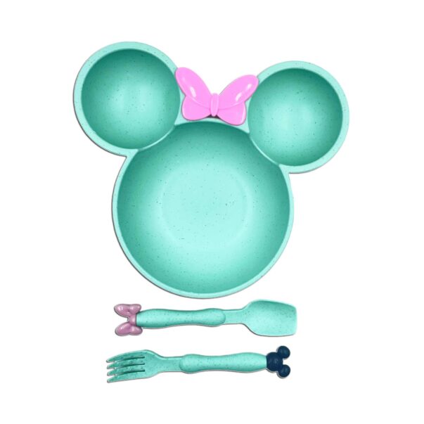 Micky Shaped Bamboo Plate Fiber with Spoon & Fork