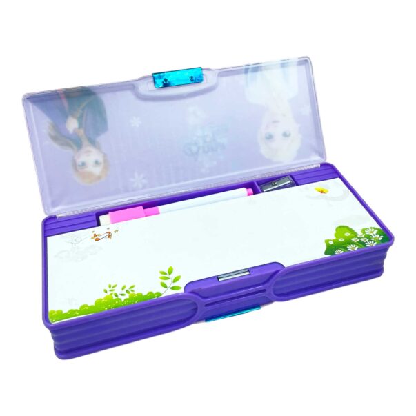 Frozen Pencil Box included Board Marker & Sharpener with Magnet Lock