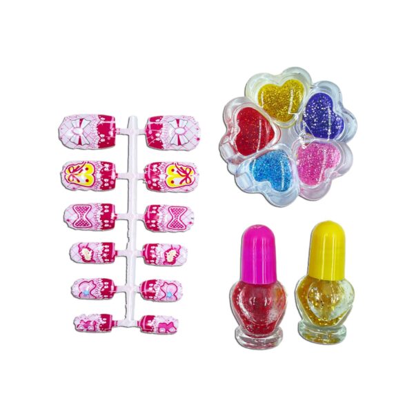 Fancy Nail Art with 12 Artificial Nails and Glitters