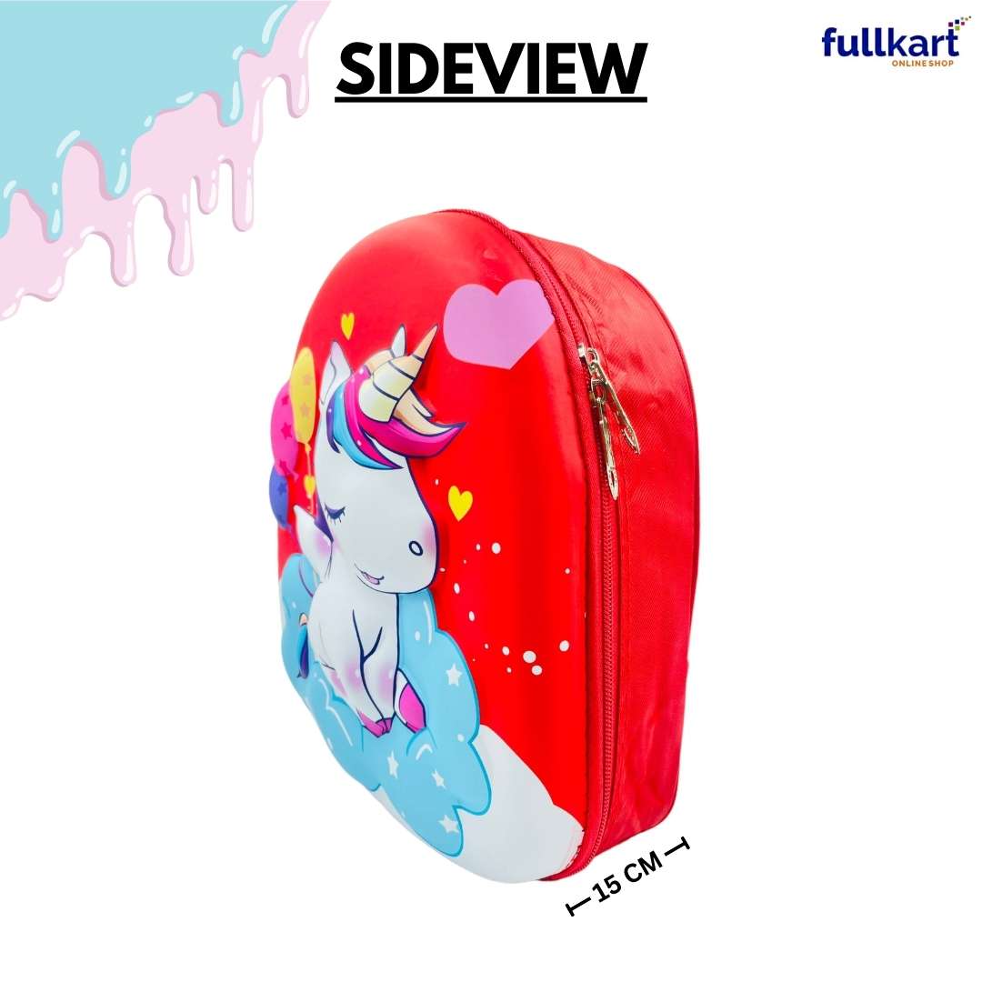 Unicorn 3D Cartoon Print Kids School Backpack (Red Color) -  shopatfullkart.com